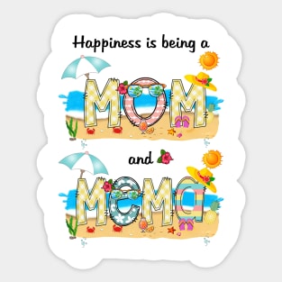 Happiness Is Being A Mom And Mema Summer Beach Happy Mother's Sticker